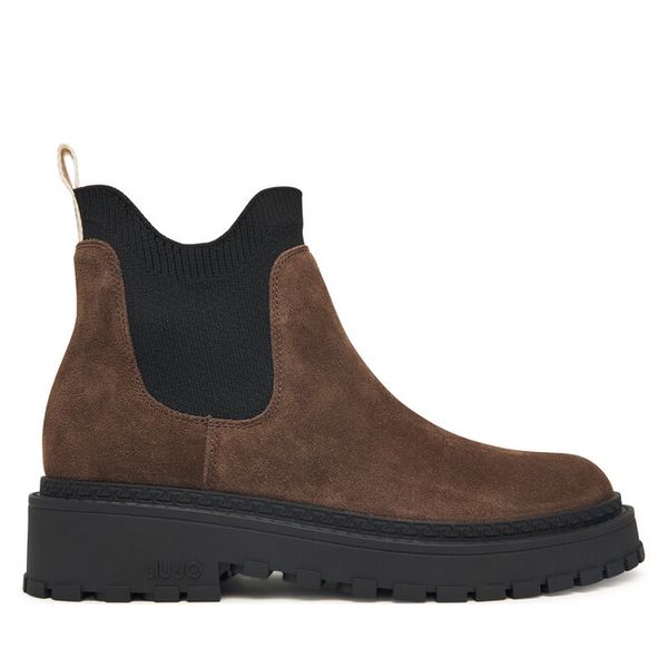 Sztyblety Liu Jo. Brązowe botki Liu Jo, bez wzorów, bez obcasa, na płaskiej podeszwie, bez zapięcia. Za 599.99 zł.