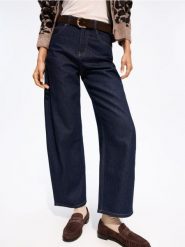 Jeansy barrel leg z paskiem - granatowy. Niebieskie jeansy Reserved, bez wzorów. Za 159.99 zł.