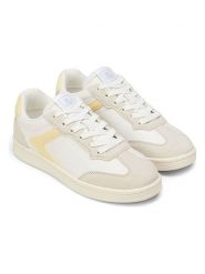 Marc O´Polo Skórzane sneakersy w kolorze biało-żółto-beżowym rozmiar: 37. Białe trampki bez wzorów, bez zapięcia. Za 215.21 zł.