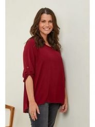 Curvy Lady Bluzka w kolorze bordowym rozmiar: 44/46. Czerwone bluzki Curvy Lady, bez wzorów, klasyczne, bez kołnierzyka, bez ramiączek. Za 79.21 zł.