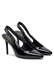 Versace Jeans Couture Sandały 77VA3S52 Czarny. Czarne sandały Versace Jeans Couture, bez wzorów, z jeansu, bez obcasa, na szpilce, bez zapięcia. Za 759.99 zł.
