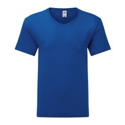 Koszulka Unisex Dla Dorosłych Z Dekoltem W Serek. Niebieskie bluzki FRUIT OF THE LOOM, l, bez wzorów, sportowe, bez kołnierzyka, bez ramiączek. Za 40.99 zł.