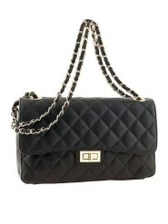 ORE10 Skórzana torebka "Edalea" w kolorze czarnym - 27 x 18 x 12 cm rozmiar: onesize. Czarne torby na ramię ORE10, bez wzorów, z materiału, na ramię, pikowane, bez dodatków. Za 260.99 zł.