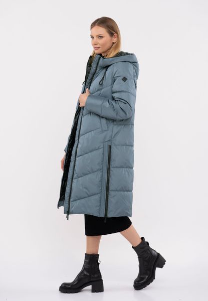 Długi, pikowany płaszcz J-MONACO. Czarne płaszcze Volcano, na zimę, s, bez wzorów, z materiału, bez kaptura. Za 469.99 zł.