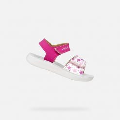 Sandały GEOX B SANDAL LIGHTFLOPPY B Rose. Białe sandały Geox, bez wzorów, z syntetyku, bez obcasa, bez zapięcia. Za 145.99 zł.