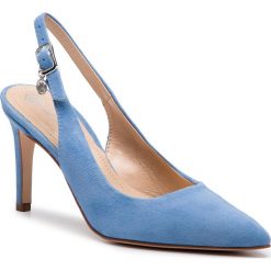 Sandały SOLO FEMME - 75414-88-I53/000-05-00 Błękitny. Niebieskie sandały Solo Femme, z aplikacjami, ze skóry, eleganckie, bez obcasa, na obcasie, bez zapięcia. W wyprzedaży za 239.00 zł.