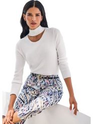 Heine Sweter w kolorze białym rozmiar: 40. Białe swetry Heine, bez wzorów, prążkowane, bez ramiączek. Za 78.99 zł.