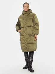 Tommy Jeans Płaszcz zimowy Satin DW0DW16587 Zielony Relaxed Fit. Zielone płaszcze Tommy Jeans, na zimę, s, bez wzorów, z jeansu, bez kaptura. Za 1,049.00 zł.