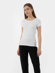4F T-shirt regular gładki damski XL. Niebieskie t-shirty 4f, xl, bez wzorów, z bawełny, bez kołnierzyka, bez ramiączek. W wyprzedaży za 39.99 zł.