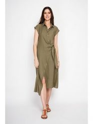 Le Jardin du Lin Sukienka w kolorze khaki rozmiar: 34. Brązowe sukienki Le jardin du lin, bez wzorów, bez kołnierzyka, bez ramiączek, midi. Za 130.99 zł.