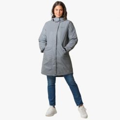 Parka turystyka damska Swedemount Glow Insulated Coat oddychająca. Szare parki SWEDEMOUNT, z tkaniny, sportowe, bez kaptura. Za 399.99 zł.