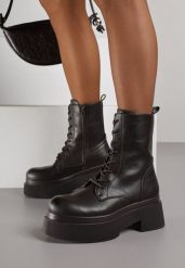 Brązowe Botki Workery na Grubej Podeszwie Tuseena. Brązowe botki Born2be, bez wzorów, z jeansu, bez obcasa, na płaskiej podeszwie, bez zapięcia. Za 179.99 zł.