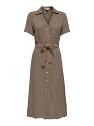 ONLY Sukienka w kolorze beżowym rozmiar: XL. Brązowe sukienki Only, xl, bez wzorów, z tkaniny, bez kołnierzyka, bez ramiączek, midi. Za 175.31 zł.