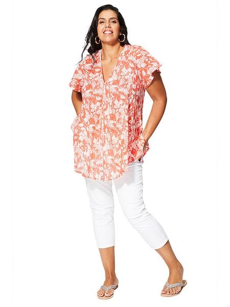 Aller Simplement Koszulka w kolorze pomarańczowo-białym rozmiar: 46/48. Białe bluzki Aller Simplement, bez wzorów, z bawełny, klasyczne, bez kołnierzyka, bez ramiączek. Za 61.46 zł.