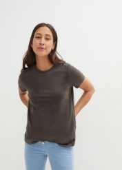 T-shirt ciążowy i do karmienia piersią (2 szt.), bawełna organiczna. Szare t-shirty bonprix, bez wzorów, z bawełny, bez kołnierzyka, bez ramiączek. Za 137.99 zł.