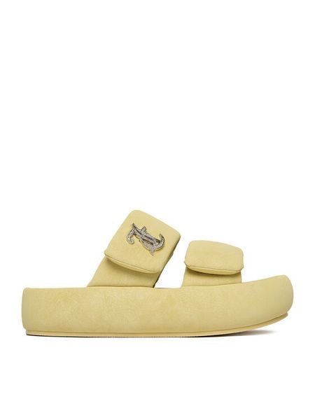 Juicy Couture Klapki CEO-WSS21515-06 Żółty. Żółte klapki Juicy Couture, bez wzorów, ze skóry, bez obcasa. Za 149.99 zł.