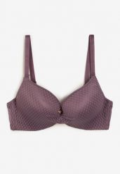 Fioletowy Biustonosz z Koronką Push-Up na Regulowanych Ramiączkach Seraine. Fioletowe biustonosze Born2be, bez wzorów, z koronki. Za 34.99 zł.