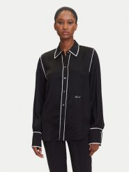 KARL LAGERFELD Koszula A3W11012 Czarny Regular Fit. Czarne koszule KARL LAGERFELD, bez wzorów, z wiskozy, bez kołnierzyka, bez ramiączek. Za 999.99 zł.