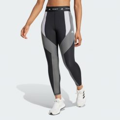 Legginsy Techfit 7/8 Colorblock. Brązowe legginsy Adidas, l, bez wzorów, z materiału. Za 204.70 zł.