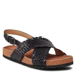 Sandały Lasocki. Czarne sandały Lasocki, bez wzorów, bez obcasa, na płaskiej podeszwie, bez zapięcia. Za 169.99 zł.