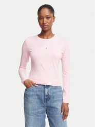 Tommy Jeans Bluzka Classic Logo DW0DW23248 Różowy jasny Slim Fit. Czerwone bluzki Tommy Jeans, s, bez wzorów, z bawełny, bez kołnierzyka, bez ramiączek. Za 154.99 zł.