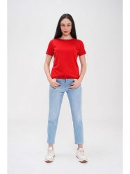 Basics & More Koszulka w kolorze czerwonym rozmiar: L. Czerwone bluzki Basics & More, l, bez wzorów, z bawełny, bez kołnierzyka, bez ramiączek. Za 84.01 zł.
