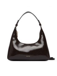 Calvin Klein Torebka Foil Logo Glossy Conv Shoulder B LV04F3737G Brązowy. Brązowe torebki klasyczne Calvin Klein, bez wzorów, ze skóry, bez dodatków. Za 489.99 zł.