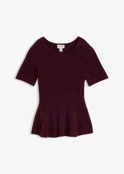 Wełniany sweter z baskinką. Białe swetry bonprix, bez wzorów, z materiału, bez ramiączek. Za 219.99 zł.