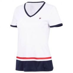Koszulka treningowa damska Fila Elisabeth. Białe koszulki sportowe Fila, bez wzorów, z poliesteru, bez ramiączek. Za 382.00 zł.
