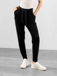 Les Lunes Spodnie "Jade" w kolorze czarnym rozmiar: M. Czarne spodnie materiałowe Les Lunes, m, bez wzorów, z materiału, z podwyższonym stanem. Za 73.95 zł.