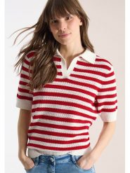 Cecil Koszulka polo w kolorze biało-czerwonym rozmiar: XXL. Białe koszulki polo Cecil, xxl, bez wzorów, z bawełny, bez kołnierzyka, bez ramiączek. Za 100.99 zł.