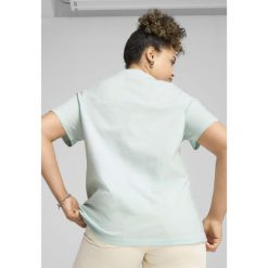 Damska koszulka z logo ESS No. 1 PUMA Peaceful Blue. Niebieskie bluzki Puma, xs, bez wzorów, sportowe, bez kołnierzyka, bez ramiączek. W wyprzedaży za 89.00 zł.