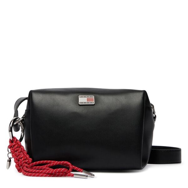 Torebka Tommy Jeans. Czarne listonoszki Tommy Jeans, bez wzorów, z jeansu, bez dodatków. Za 259.99 zł.
