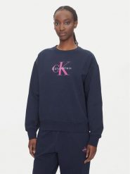 Calvin Klein Jeans Bluza Monologo LV047B234G Granatowy Relaxed Fit. Niebieskie bluzy Calvin Klein Jeans, xl, bez wzorów, z bawełny, bez kaptura. Za 359.99 zł.