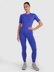 4F Legginsy treningowe szybkoschnące damskie - granatowe L. Niebieskie legginsy 4f, l, bez wzorów, z dzianiny, z podwyższonym stanem. Za 169.99 zł.
