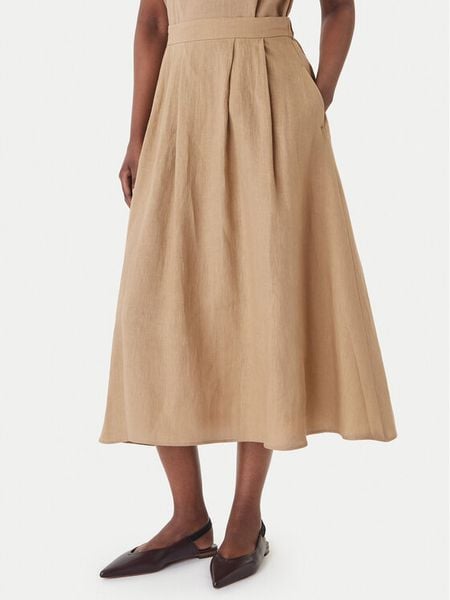 Marella Spódnica trapezowa Biada 2615101082 Beżowy Regular Fit. Brązowe spódnice Marella, bez wzorów, ze lnu, trapezowe. Za 449.99 zł.
