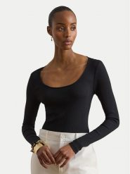 LAUREN RALPH LAUREN Bluzka 200980145005 Czarny Slim Fit. Czarne bluzki Lauren Ralph Lauren, xs, bez wzorów, z syntetyku, bez kołnierzyka, bez ramiączek. Za 419.99 zł.