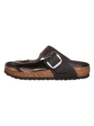 Birkenstock Skórzane japonki "Gizeh Big Buckle" w kolorze czarnym rozmiar: 36. Czarne klapki Birkenstock, bez wzorów, z otwartym noskiem, bez obcasa. Za 532.06 zł.