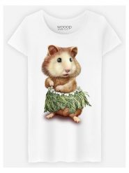 WOOOP Koszulka "Hamster Hula" w kolorze białym rozmiar: XL. Białe bluzki Wooop, xl, bez wzorów, bez kołnierzyka, bez ramiączek. Za 56.99 zł.