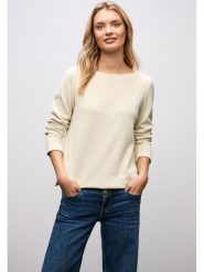 Street One Sweter w kolorze kremowym rozmiar: 42. Brązowe swetry Street One, bez wzorów, bez ramiączek. Za 144.24 zł.