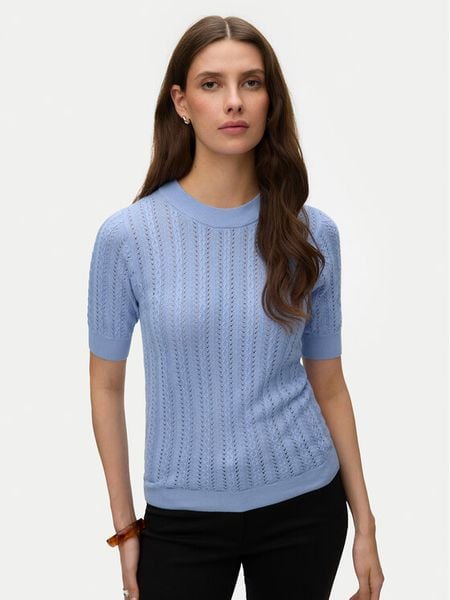 Vero Moda Sweter Morena 10321893 Błękitny Slim Fit. Niebieskie swetry Vero Moda, m, bez wzorów, z bawełny, bez ramiączek. Za 139.99 zł.