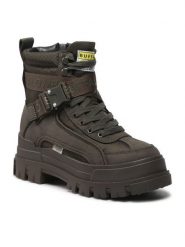 Buffalo Botki Aspha Com1 Laceup Mi BN1622160 Khaki. Brązowe botki Buffalo, bez wzorów, ze skóry, bez obcasa, na płaskiej podeszwie, bez zapięcia. Za 619.99 zł.