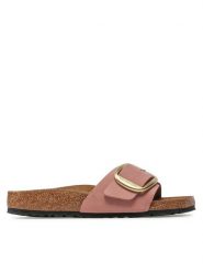 Birkenstock Klapki Madrid Big Buckle 1024039 Różowy. Czerwone klapki Birkenstock, bez wzorów, z nubiku, bez obcasa. Za 479.99 zł.