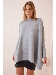 Happiness Istanbul Sweter w kolorze szarym rozmiar: onesize. Szare swetry Happiness Istanbul, bez wzorów, z wełny, bez ramiączek. Za 79.21 zł.