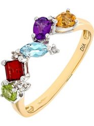 Revoni Złoty pierścionek z diamentami i kamieniami szlachetnymi rozmiar: 50. Żółte pierścionki Revoni, z ametystem, złote. Za 1,087.99 zł.