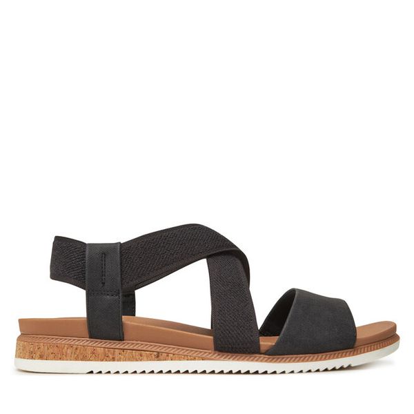 Sandały Skechers. Czarne sandały Skechers, bez wzorów, bez obcasa, na płaskiej podeszwie, bez zapięcia. Za 199.99 zł.