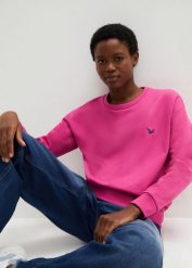 Bluza z haftem. Czerwone bluzy bonprix, bez wzorów, bez kaptura. Za 79.99 zł.