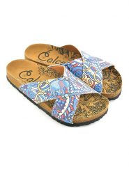 Calceo Klapki w kolorze niebieskim ze wzorem rozmiar: 36. Niebieskie klapki Calceo, bez wzorów, z materiału, z otwartym noskiem, bez obcasa. Za 126.99 zł.