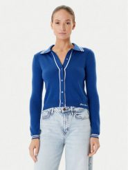 Guess Jeans Kardigan W5YR32 Z3HO2 Niebieski Regular Fit. Niebieskie kardigany Guess Jeans, l, z aplikacjami, z jeansu. Za 389.99 zł.