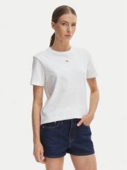 Calvin Klein Jeans T-Shirt LV047F227G Biały Classic Fit. Białe t-shirty Calvin Klein Jeans, m, bez wzorów, z bawełny, bez kołnierzyka, bez ramiączek. Za 169.99 zł.